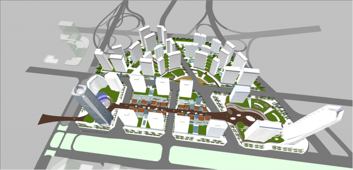 商业住宅综合体规划su模型_图1