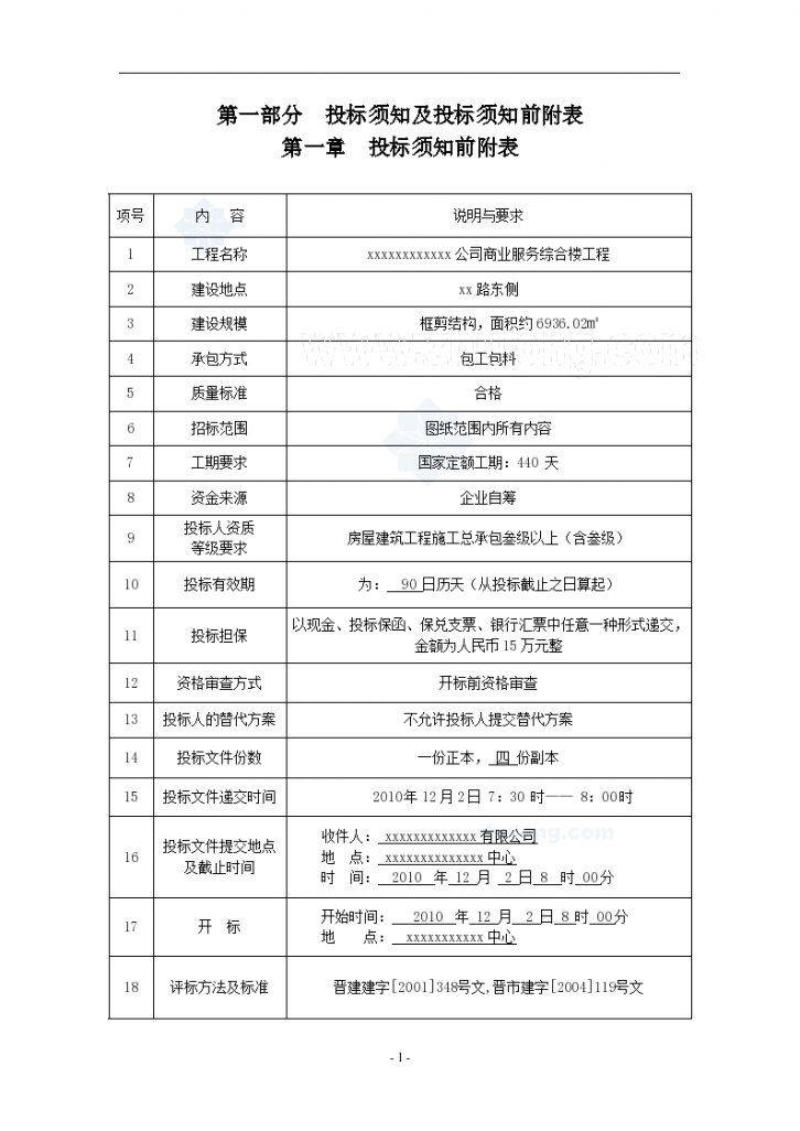 某公司商业服务综合楼工程招标文件-图一