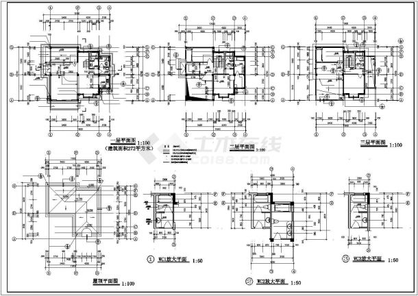 锦州市城阳新村3层砖混结构私建民居别墅楼建筑设计CAD图纸（3套方案）-图一