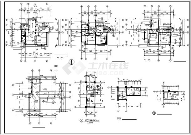 锦州市城阳新村3层砖混结构私建民居别墅楼建筑设计CAD图纸（3套方案）-图二