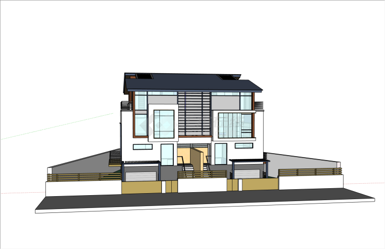 简约现代风格双拼别墅su模型-图一