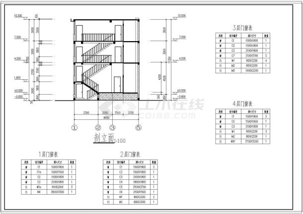 三层农居房建筑设计CAD施工图-图二