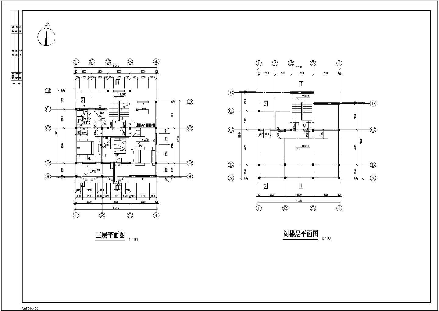 三层农居房建筑设计CAD施工图