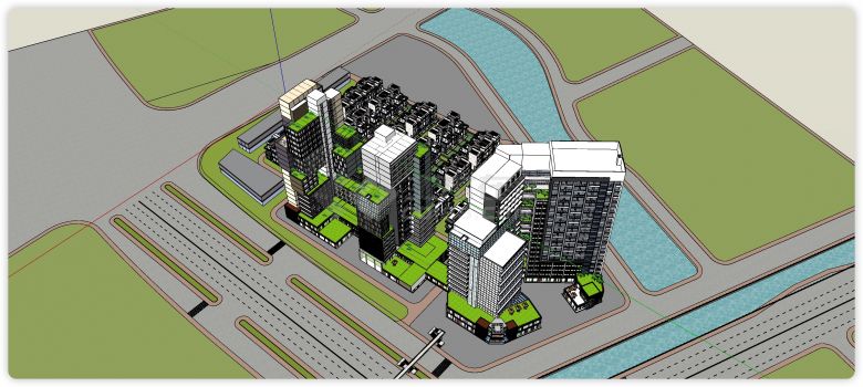 朗信国际商业综合体建筑su模型-图一