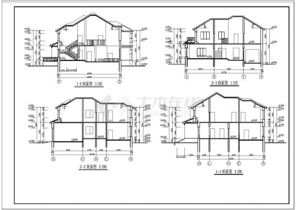两层现代别墅建筑设计CAD施工图-图二