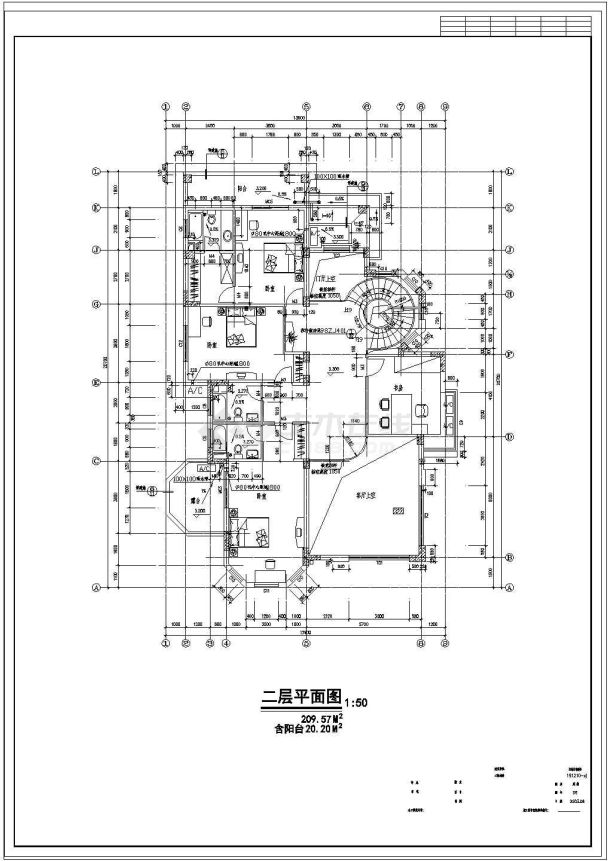 三层欧式别墅整套建筑设计CAD施工图带效果图-图二