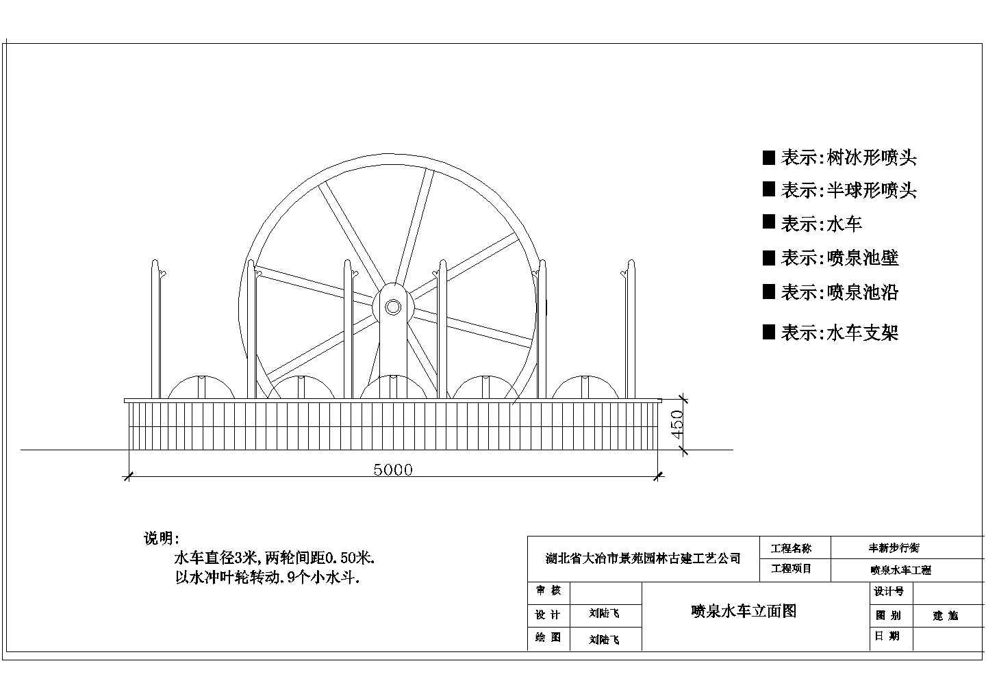 贵州省某地公园内圆形喷泉施工图-dwg