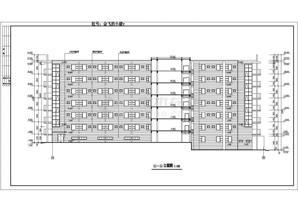 长沙市某职业学校七层框架结构学生宿舍楼建筑设计cad图纸（含建筑设计说明）-图二