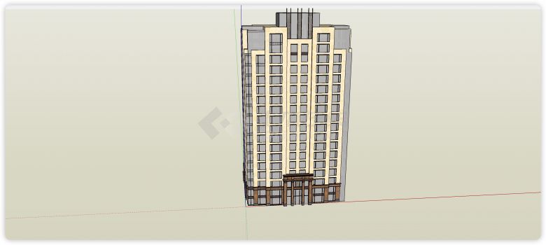 黄色主体住宅区项目su模型-图二
