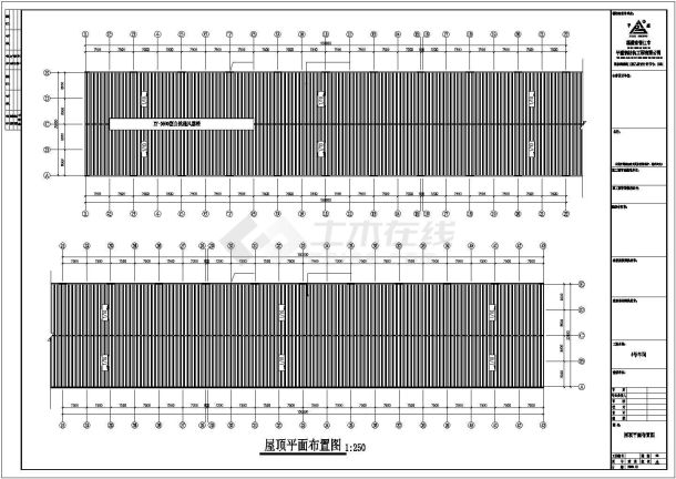 厂房设计_300x36米石材钢结构厂房设计CAD图纸-图一