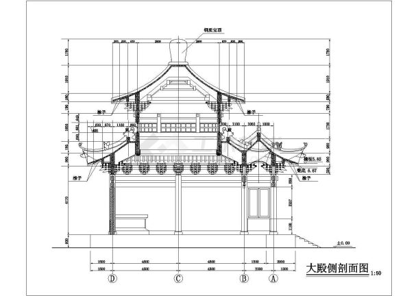 某地碑亭平立剖面设计cad施工图-图一