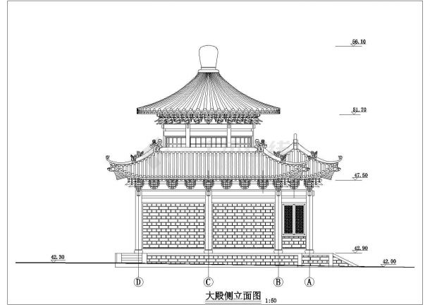 某地碑亭平立剖面设计cad施工图-图二