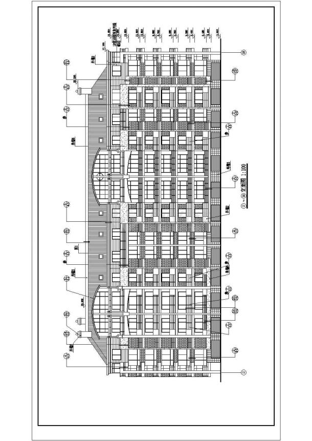 某小区不对称户型6+1层住宅楼建筑设计cad图（含卫生间放大平面图、门窗表）-图一
