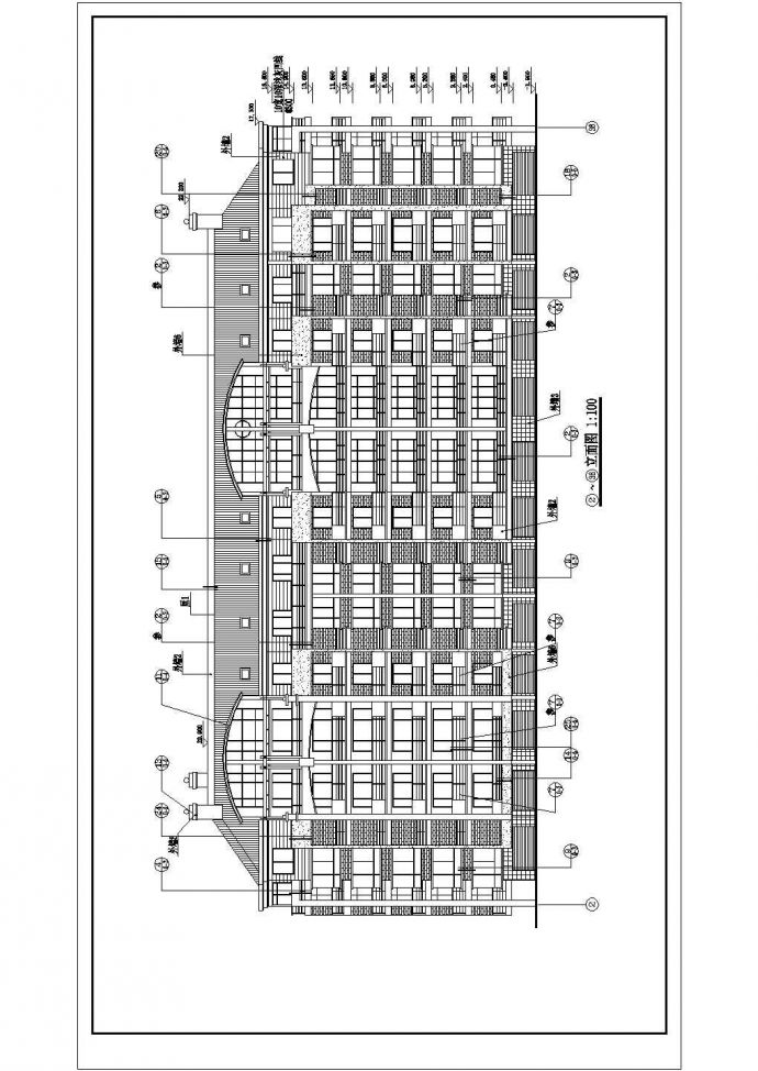 某小区不对称户型6+1层住宅楼建筑设计cad图（含卫生间放大平面图、门窗表）_图1