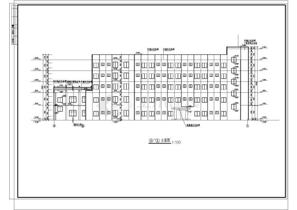 宁夏某科技工业园区钢筋混凝土结构餐厅宿舍综合楼建筑设计CAD图（含大样、说明）-图一