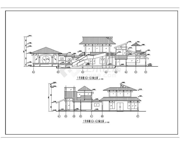 湖南某茶楼结构设计CAD布置图-图二