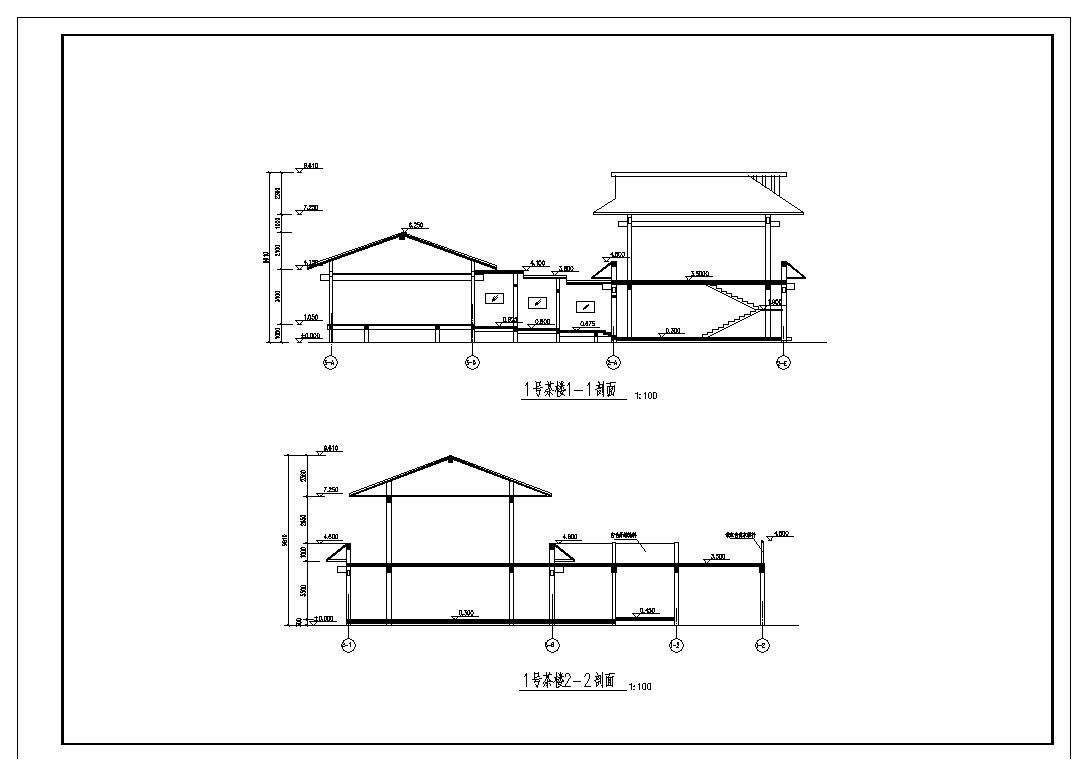 湖南某茶楼结构设计CAD布置图