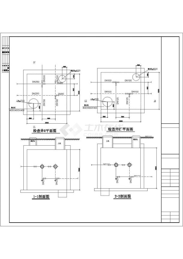 南京某高档住宅小区全套室外热网施工设计cad图(含干管检查井平面图)-图一