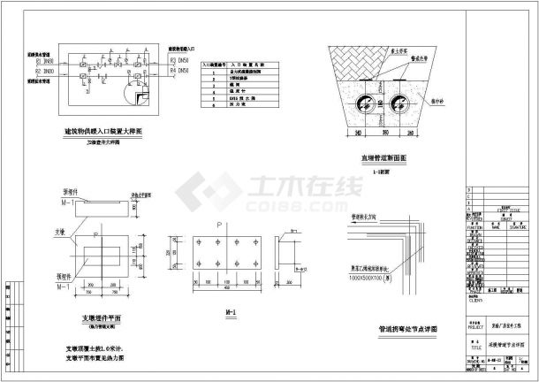 某多层实验厂房室外采暖管道全套施工设计cad图纸(含检查井结构详图)-图一