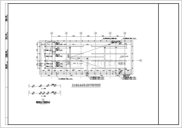 室内游泳池给排水附件预留预埋设计CAD图-图一