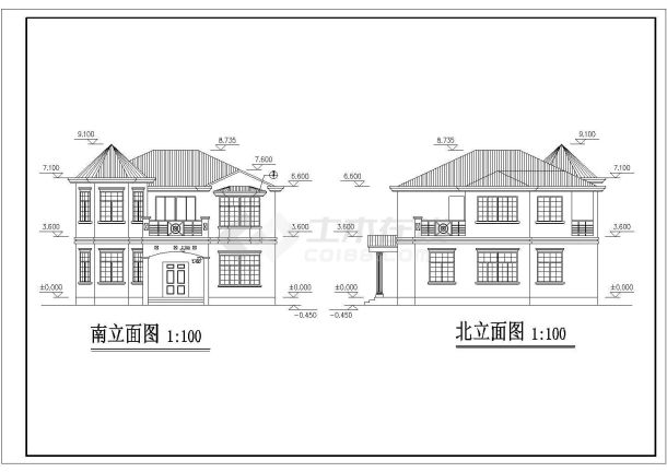 欧式两层别墅建筑设计cad施工图-图一