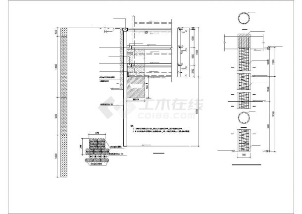 某地区13米深基坑排桩加三道混凝土内支撑支护设计CAD图纸-图二