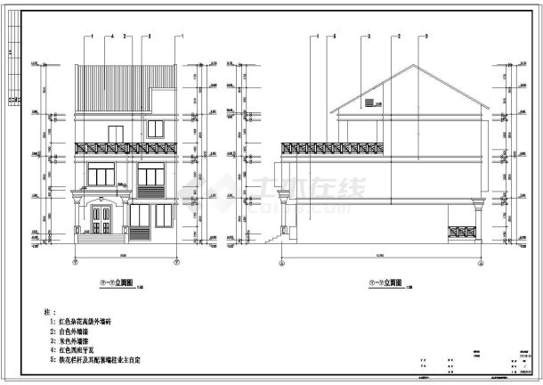碧水天源别墅建筑设计CAD施工图（含设计说明）-图二