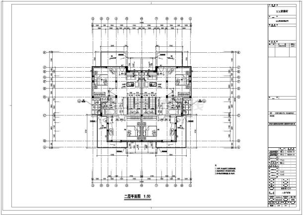 某三层双拼式别墅建筑设计CAD施工图（含设计说明）-图二