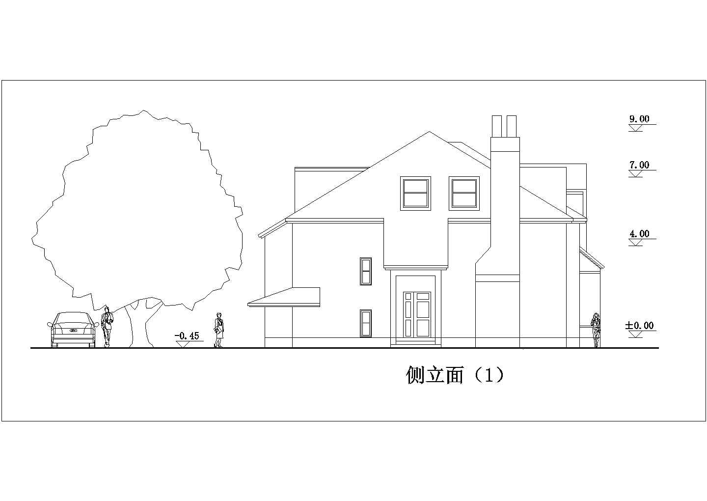 某二层带夹层框架结构独栋别墅设计cad建筑方案图（含户型经济指标）