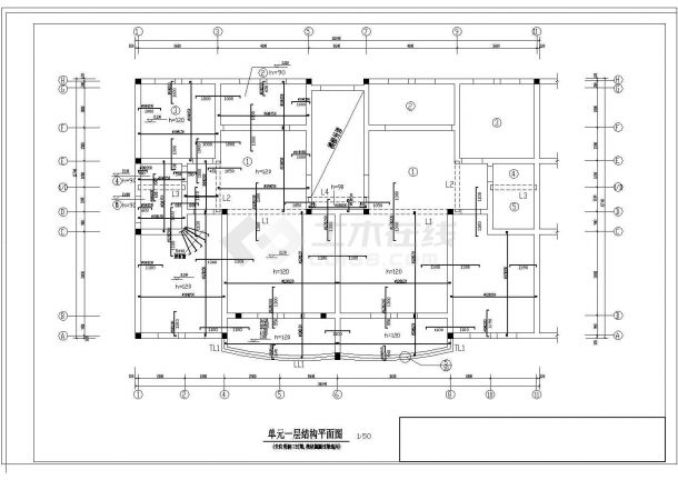 长18.24x2米 宽11.74米 6层砖混住宅楼结构施工图-图一