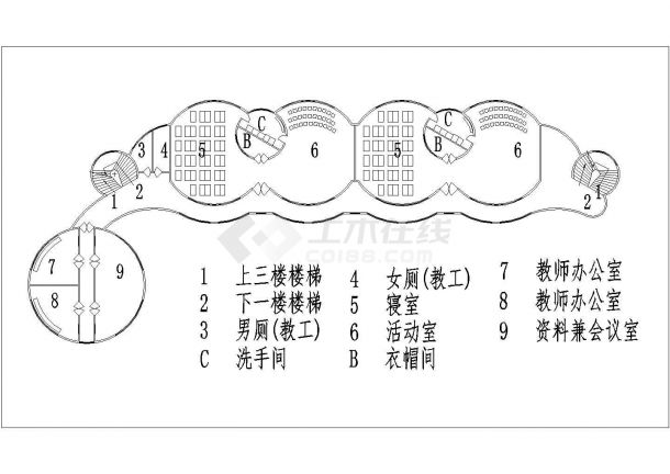 某幼儿园建筑平面设计cad方案图-图一