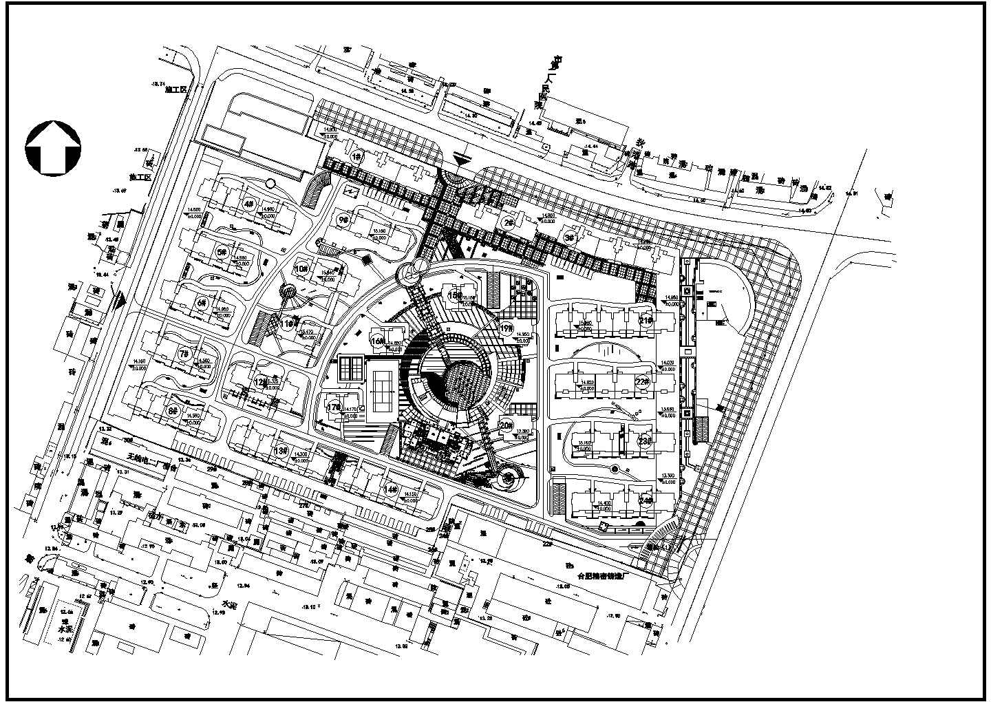 某百馨苑小区规划CAD设计构造总图