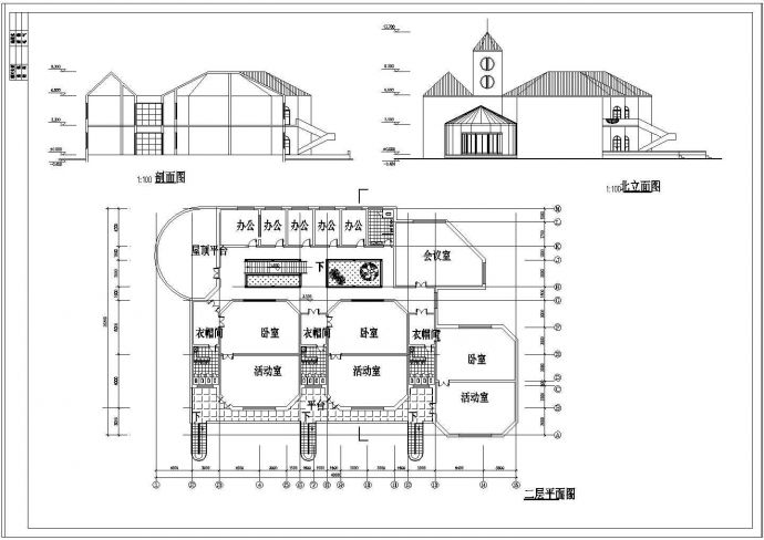 某乡镇高级幼儿园建筑CAD方案图纸_图1
