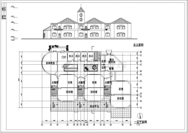 某乡镇高级幼儿园建筑CAD方案图纸-图二