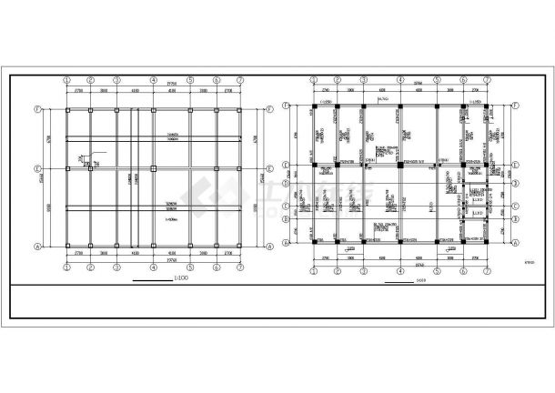 某精细框架办公楼结构施工CAD参考图-图一