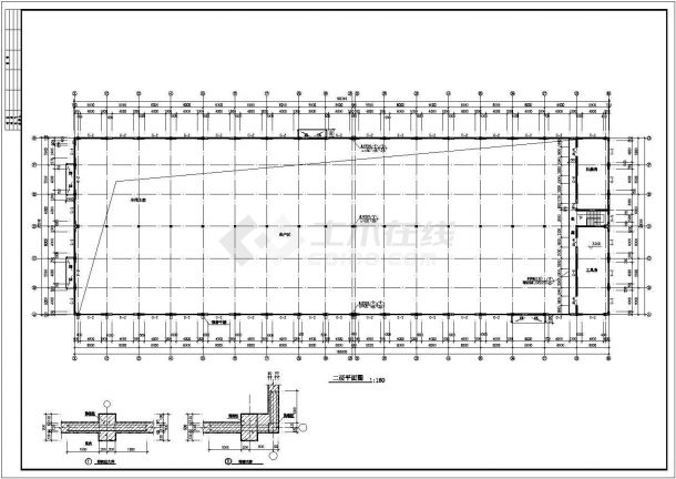 某厂房建筑CAD设计构造平面总图-图二