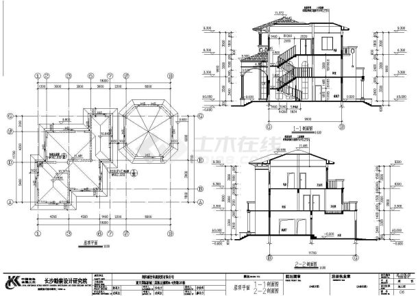 某地上三层砖混结构独立别墅（建筑面积482.18平方米）设计cad全套建筑施工图（含设计说明，含结构设计，含给排水设计，含电气设计）-图二