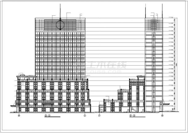 办公楼设计_功能复杂的综合商业办公楼建筑cad施工图纸-图二