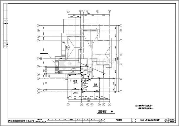 某三层含车库层框架结构森林住宅别墅设计cad全套建筑施工图（标注详细）-图一