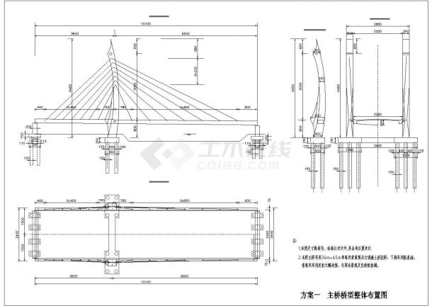 某地区大河口桥型总体布置设计施工CAD图纸-图一