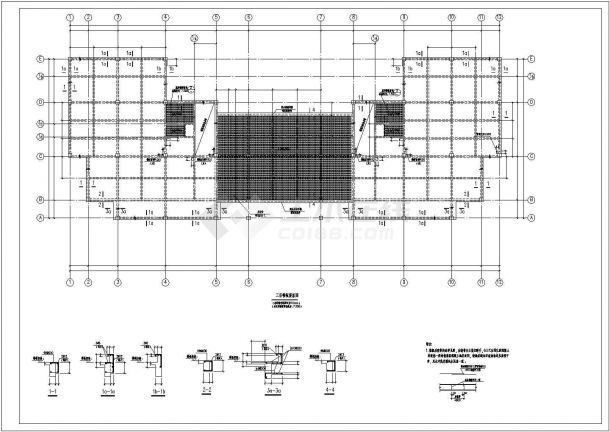 长59.4米 宽22米 3层框架办公楼结构设计图-图二