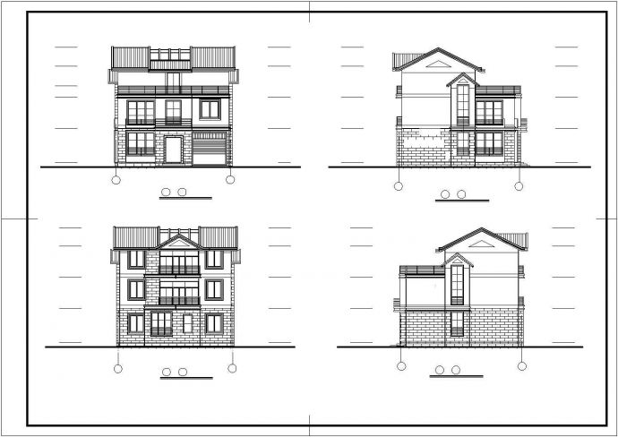 某地区300平米别墅建筑设计施工CAD图纸_图1