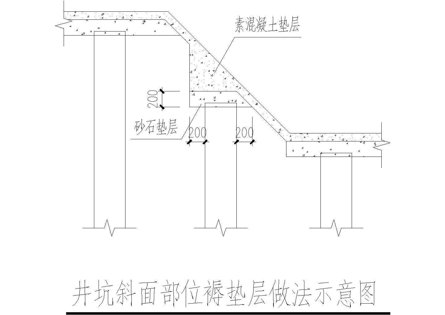 某地区建筑CFG桩褥垫层斜坡处设计施工CAD图纸