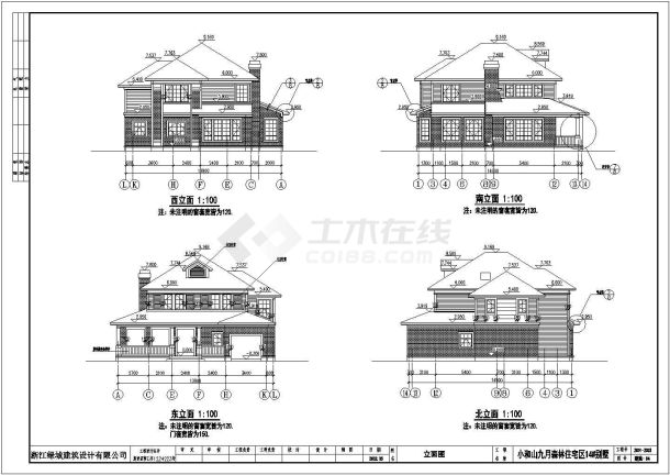 某二层砖混结构简欧风格森林住宅别墅设计cad全套建筑施工图（标注详细）-图二