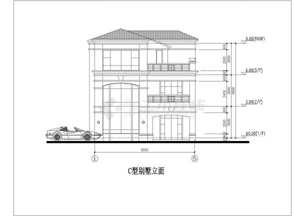 某地区城中心私人豪华别墅住宅建筑设计CAD图纸-图一