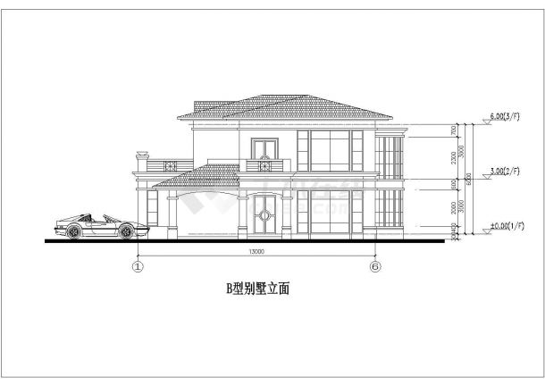 某地区城中心私人豪华别墅住宅建筑设计CAD图纸-图二