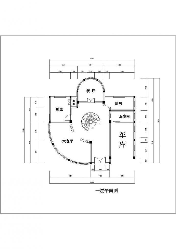 某经济开发区高级私人别墅建筑设计CAD图纸_图1