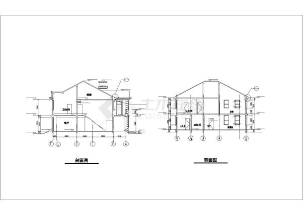 某经济开发区别墅建筑完整设计CAD图纸-图一