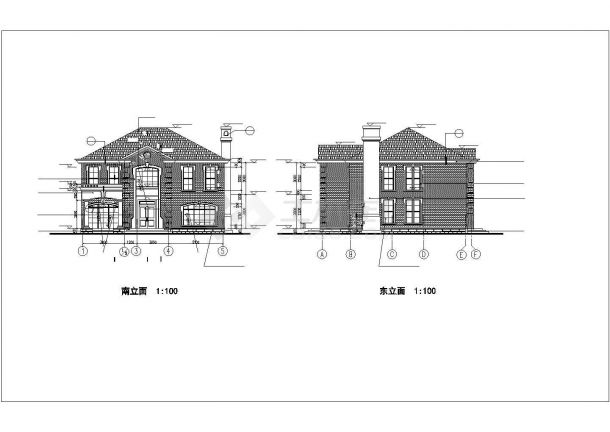 某经济开发区别墅建筑完整设计CAD图纸-图二
