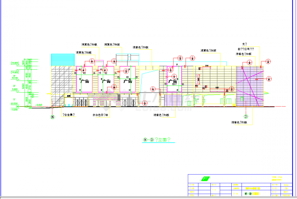广州三层商业中心铝合金玻璃幕墙及门窗施工图CAD图纸-图二
